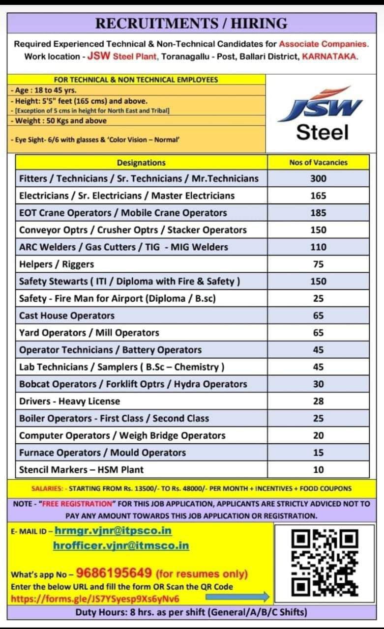 Jsw Steel Recruitment Jsw