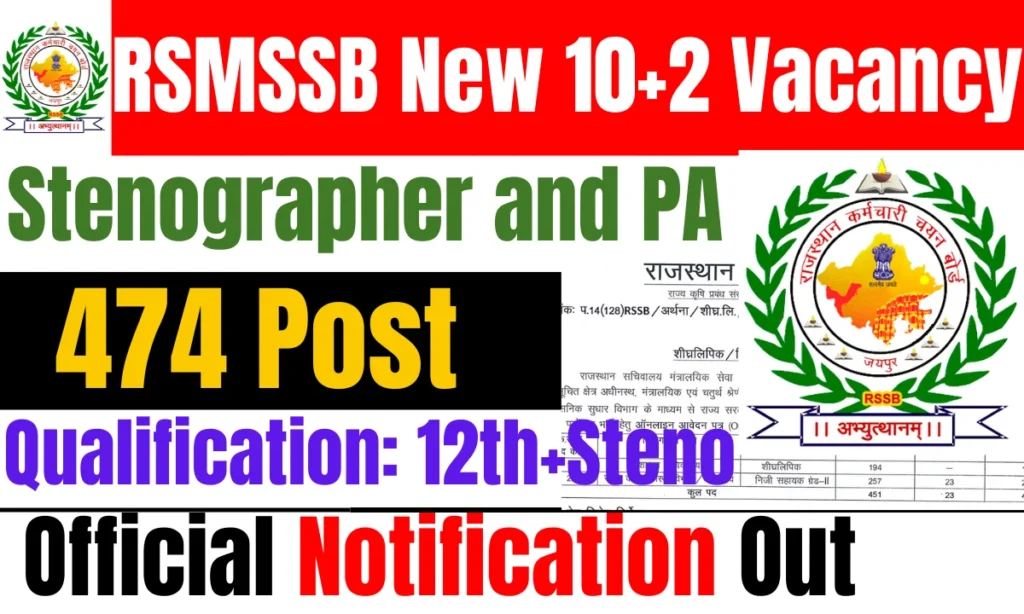 rsmssb stenogrpaher and pa recruitment 2024