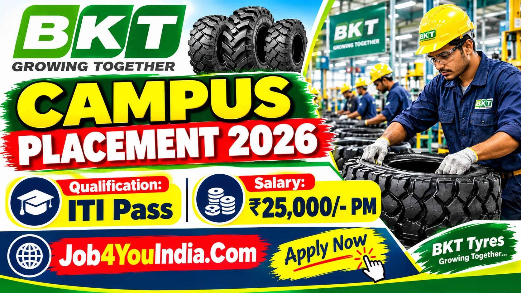 BKT Tyres ITI Campus Placement 2026